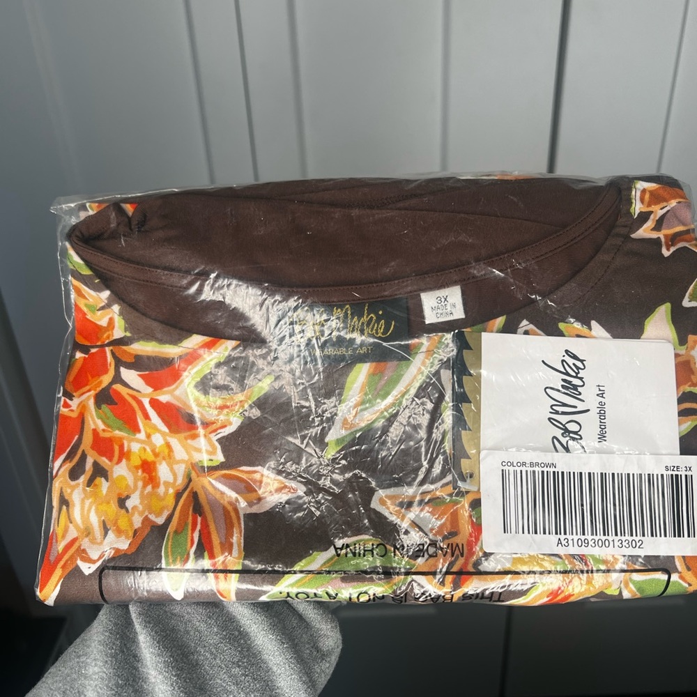 Bob Mackie Brown Floral Poncho Kaftan women's plus size 3X NWT